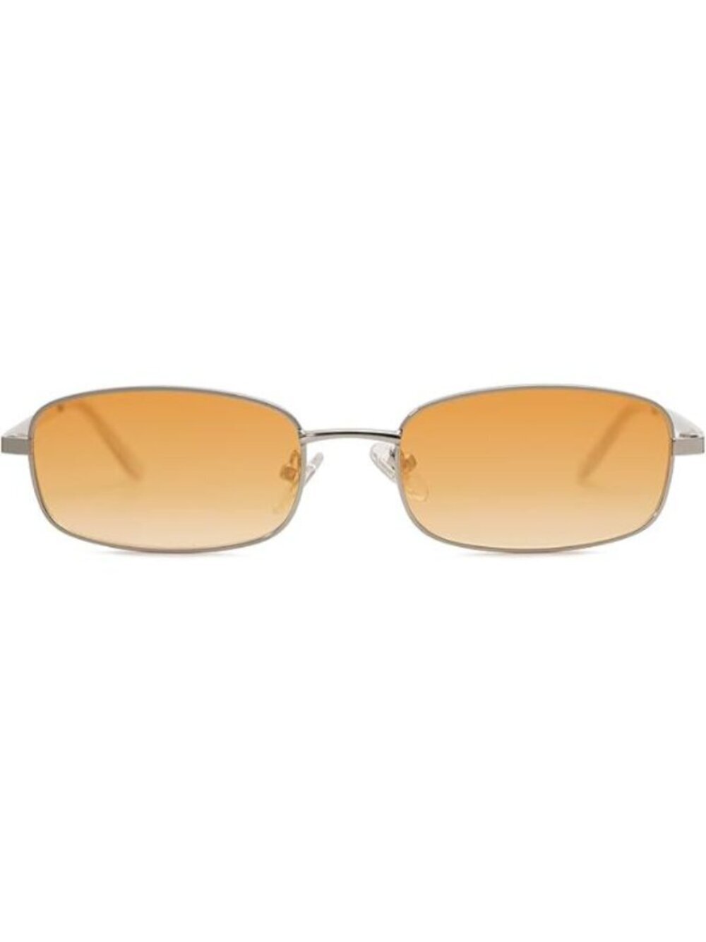 SOJOS Small Unisex Rectangle Sunglasses Retro 80s Chic Narrow Silver/Orange